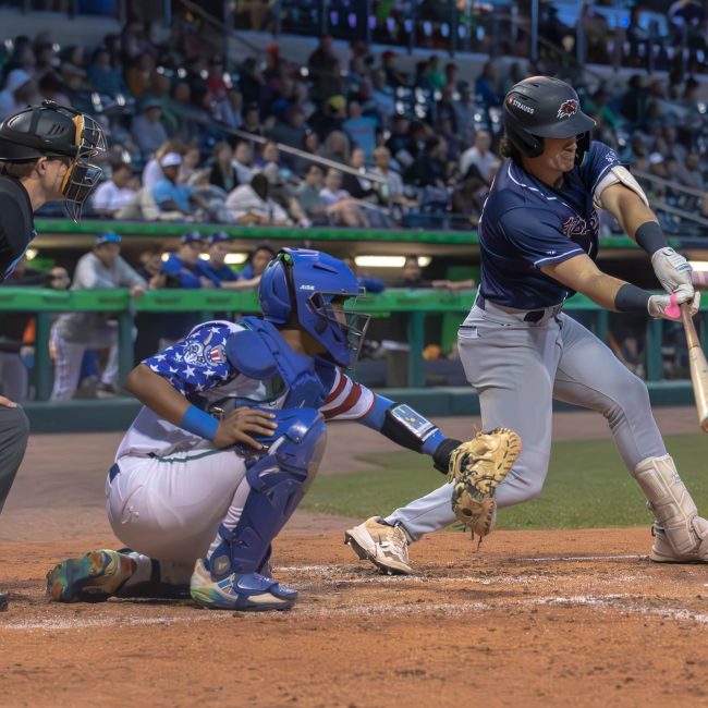 Jackson Hornung hitting for the New Hampshire Fisher Cats