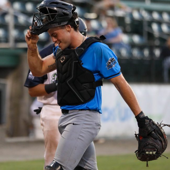 Cooper Tarantino catching at Worcester