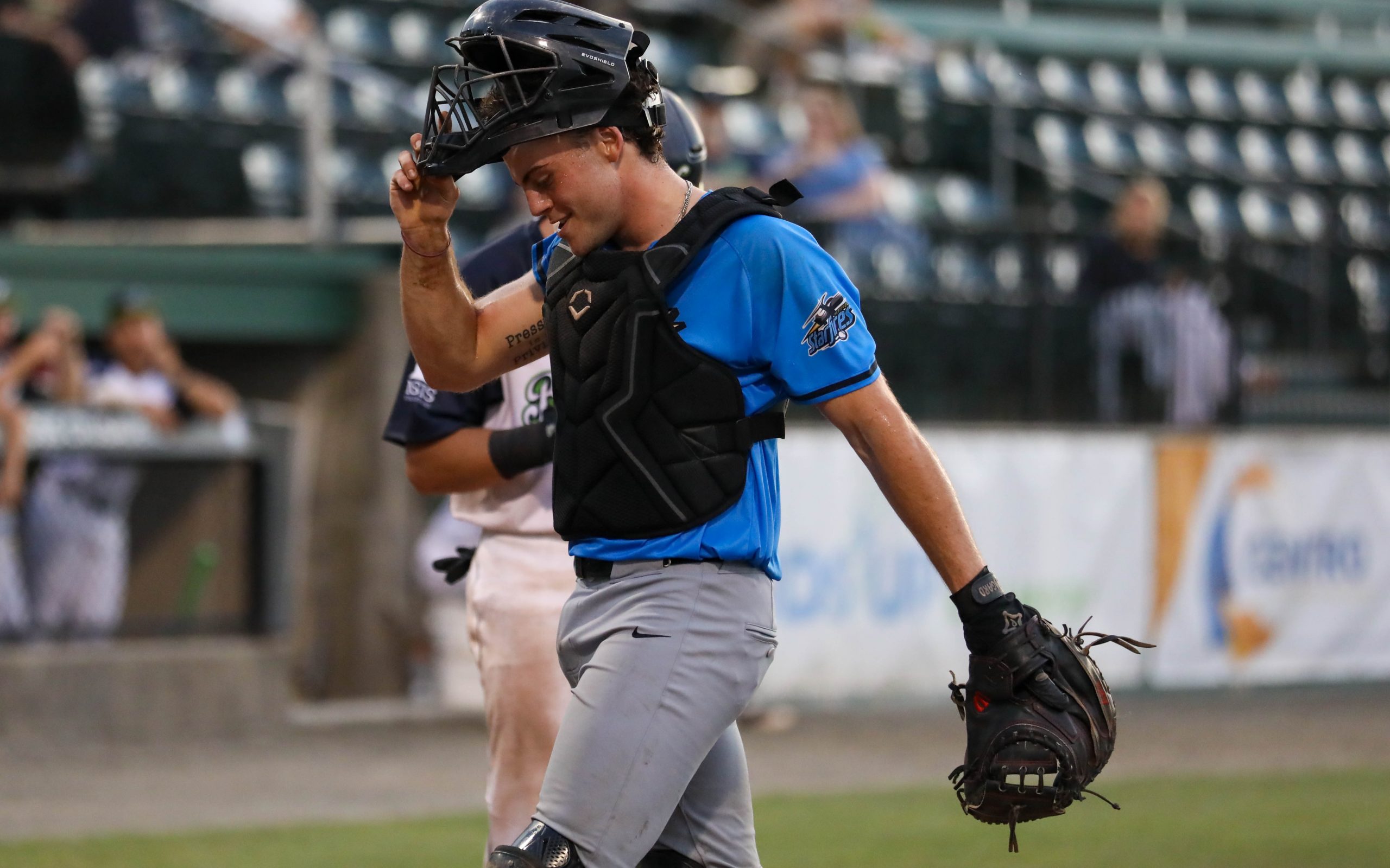 Cooper Tarantino catching at Worcester